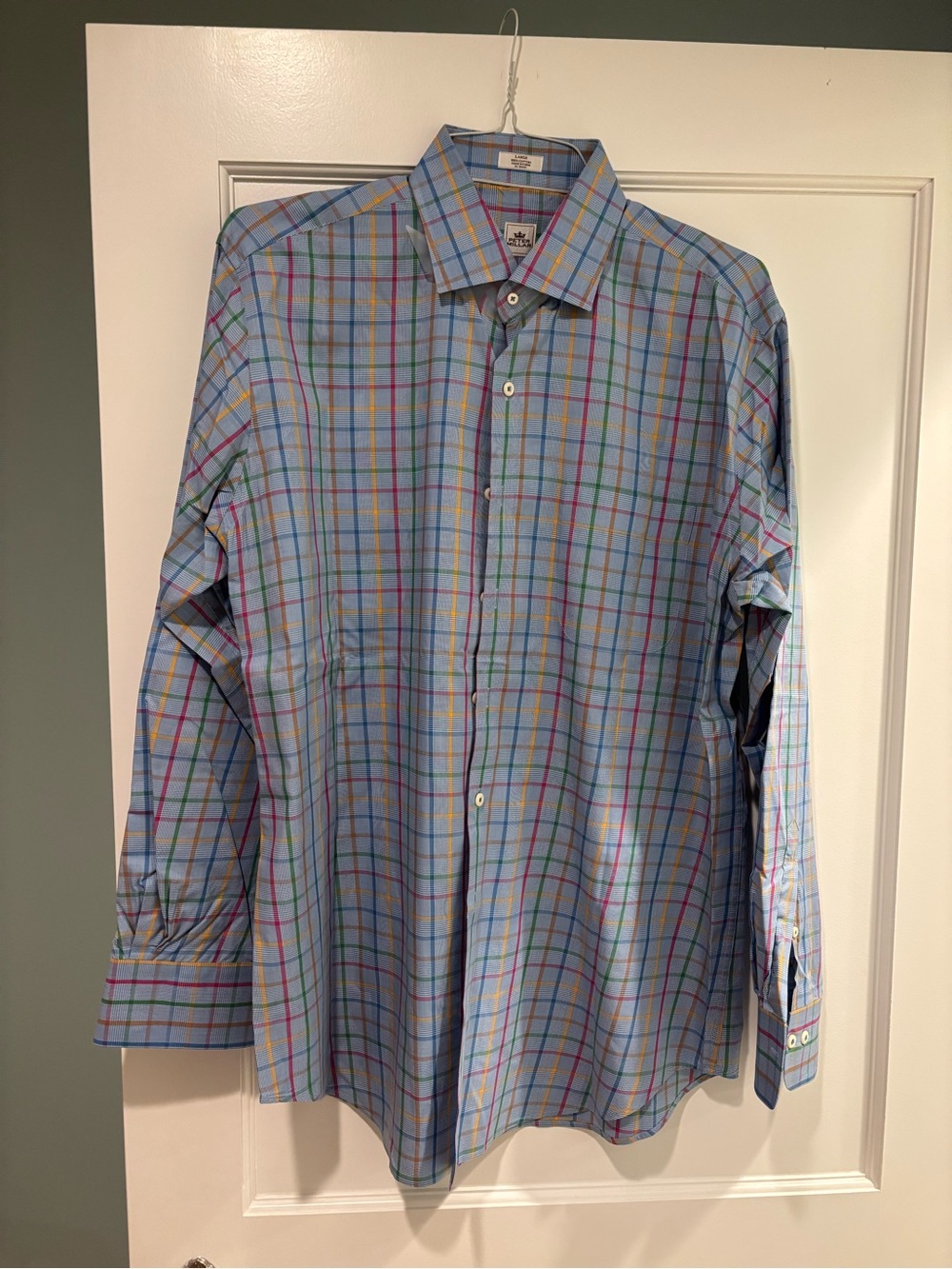 Peter Millar Light Blue Multi-Color Check Dress Shirt